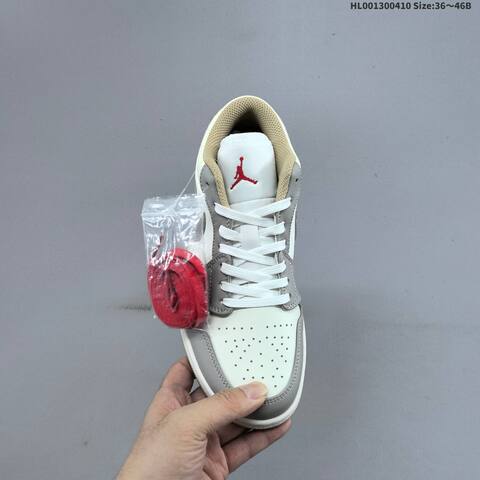 Jordan Air Jordan 1 Low Sail Grey White Red 36 46 Casual - Unisex (BS-66257)