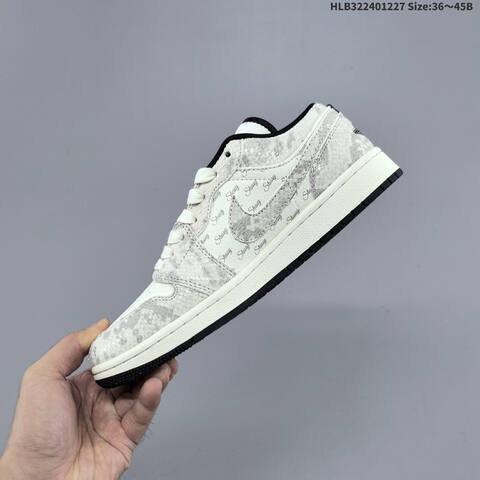Nike Air Jordan 1 Low White Black Red With Monogram Print EU 36-45 Lifestyle - Unisex (BS-67235)
