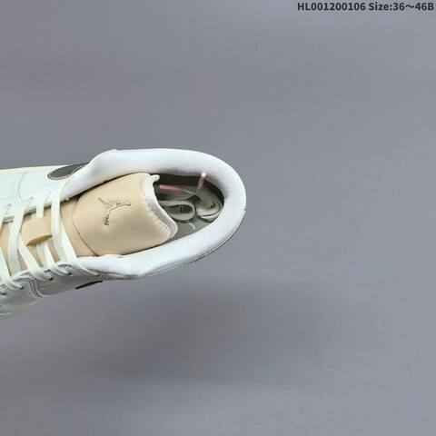 Jordan Air Jordan 1 Low White Cream Metallic Team Gold 36 46B Casual - Women s BS-67082