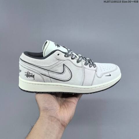 Nike Air Jordan 1 Low White Light Grey Black EU 36 45 Basketball - Unisex (BS-66964)