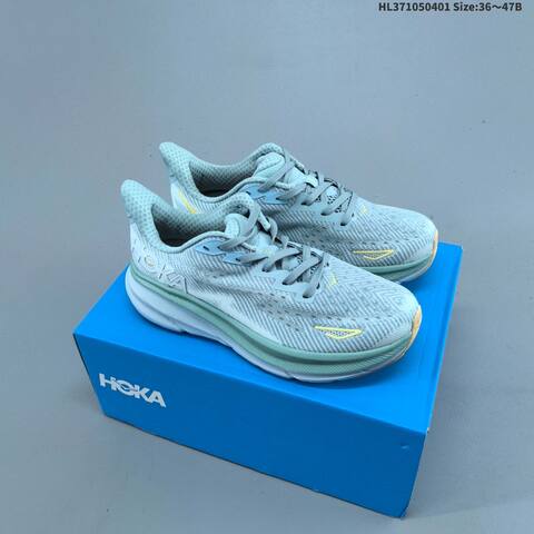 HOKA ONE ONE Clifton 9 Light Grey White Black EU 36-47 Running Shoe Running Sneakers - Unisex (BS-69364)