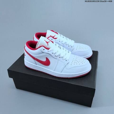 Jordan Air Jordan 1 Low White Red 36 46 Casual - Unisex (BS-67178)