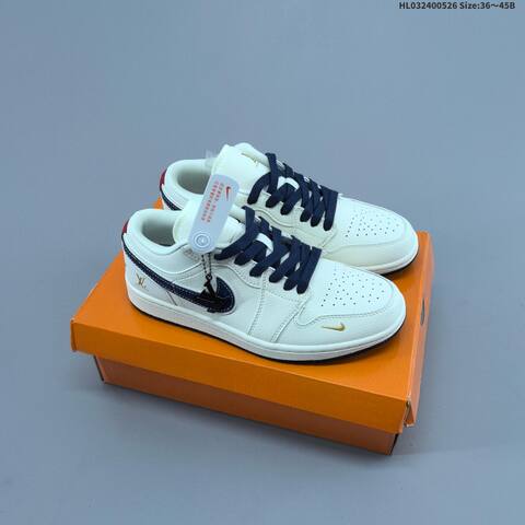 Jordan Air Jordan 1 Low White Navy Gold EU 36-45 Casual - Unisex (BS-65865)