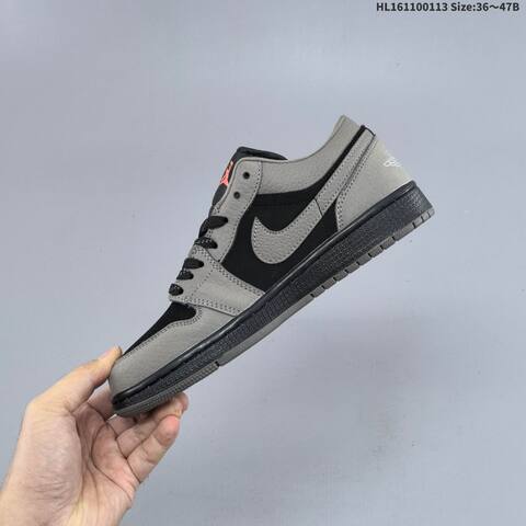Nike Air Jordan 1 Low Black Grey 36 47B Casual - Women's (BS-66986)