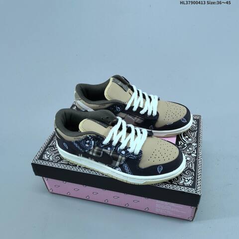 Nike Travis Scott x SB Dunk Low Black Khaki White Beige EU 36-45 Skate Shoe - Unisex (BS-60766)