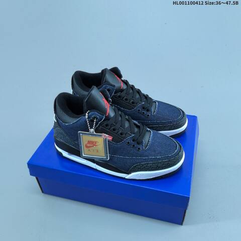 Jordan Air Jordan 3 Black Navy Denim White Red EU 36-47 5 Basketball - Unisex (BS-66229)