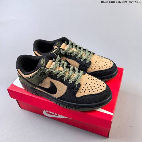 Nike SB Dunk Low White Black Blue Tan Olive EU 36-46 Skate Shoe - Unisex BS-62643