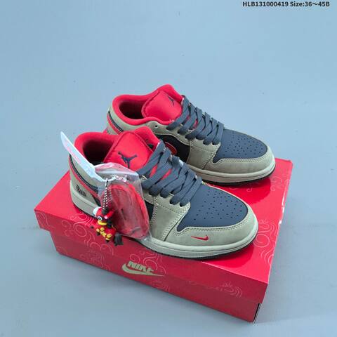 Jordan Air Jordan 1 Low Khaki Black Red 36 45 Casual - Unisex (BS-66127)