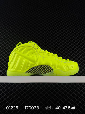 Nike Foamposite One Neon Yellow Volt With Black Checkered Accents 40-47 5 Basketball - Men's (BS-72965)