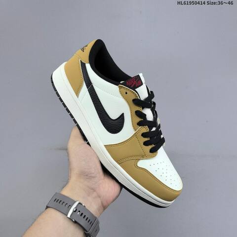 Jordan Air Jordan 1 Low White Black Tan EU 36-46 Casual - Unisex (BS-66195)
