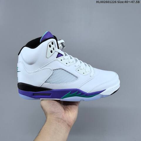 Jordan Air Jordan 5 Retro White Purple Black Teal 40 47 5 Basketball - Men's (BS-67271)