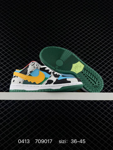 Nike SB Dunk Low Pro Ben Jerry s Chunky Dunky Blue Fury Chunky Dunky Cow Print Yellow Swoosh Green Outsole Multicolor Accents EU 36-45 Skate - Unisex (BS-72146)