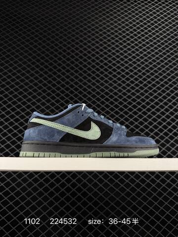 Nike Dunk SB Low Dust Noir Blue-green Suede Cream Swoosh White Midsole Green Outsole EU 36-45 Skate - Unisex (BS-74418)
