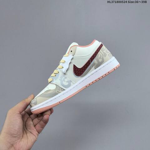 Nike Air Jordan 1 Low Cream Pink Red Grey EU 36-39 Lifestyle - Women's (BS-65888)