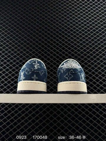 Jordan Air Jordan 1 Low Travis Scott Louis Vuitton DIY Blue White Cream Navy EU 36-46 Sneaker - Unisex BS-80644