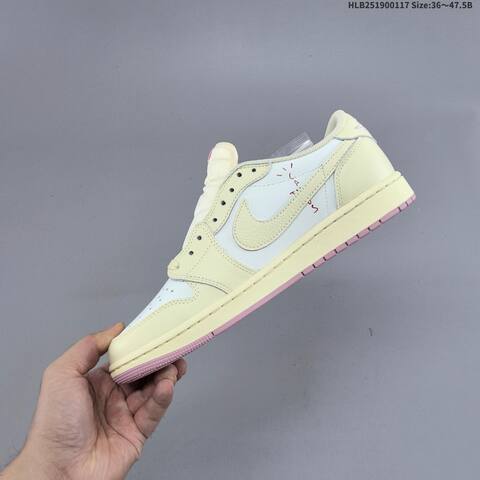 Nike Air Jordan 1 Low Travis Scott Cream White Pink Light Beige 36 47 5 Lifestyle - Unisex (BS-66936)