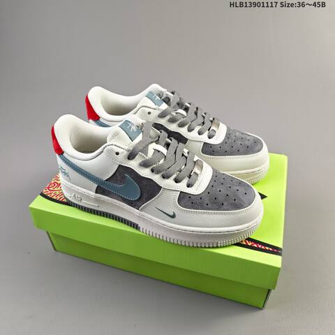 Nike Air Force 1 07 Low Stussy Off White Grey Blue Red EU 36-45 Sneaker - Unisex (BS-63559)
