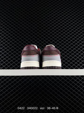 Nike Dunk Low Retro Grey White Burgundy Brown With Red Contrast Stitching EU 36-45 Half Sizes Available Skate - Unisex (BS-71945)