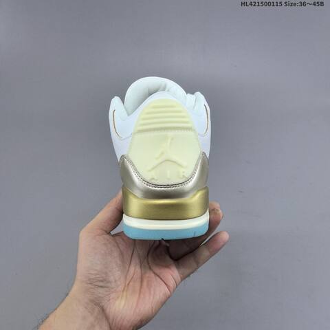 Jordan Air Jordan 3 Retro SE White Metallic Gold Ice Blue 36 45 Basketball - Unisex (BS-66958)