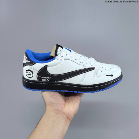 Jordan Air Jordan 1 Low x Travis Scott White Black Royal Blue EU 36-45 Casual - Unisex (BS-67190)