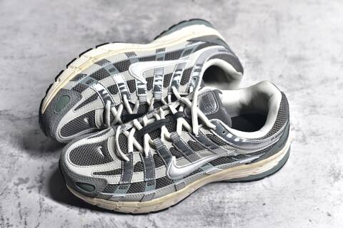 Nike P-6000 Grey Silver Cream White Blue Running Shoe (BS-59692)