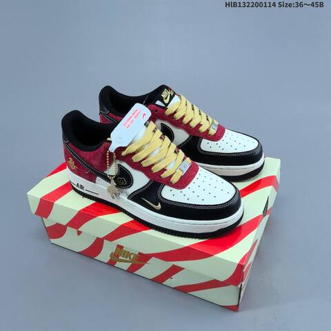 Nike Air Force 1 Low Red White Black Gold Pale Yellow EU 36-45 Sneaker - Unisex BS-61993