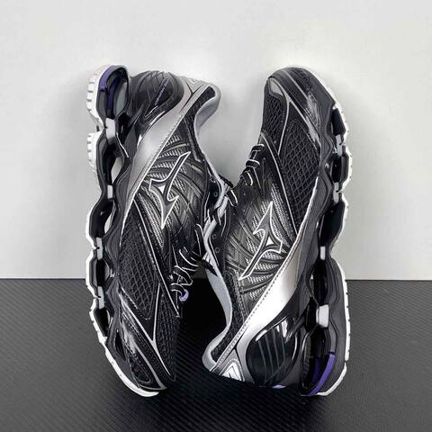 Mizuno Wave Prophecy LS Black Silver Purple White Running Shoe Running Sneakers BS-86779