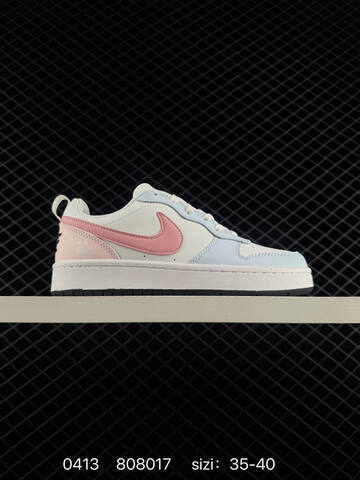 Nike Court Borough Low White With Pink Swoosh Hello Kitty Custom Graphic Details Black Outsole 35-40 Lifestyle - Unisex (BS-72134)