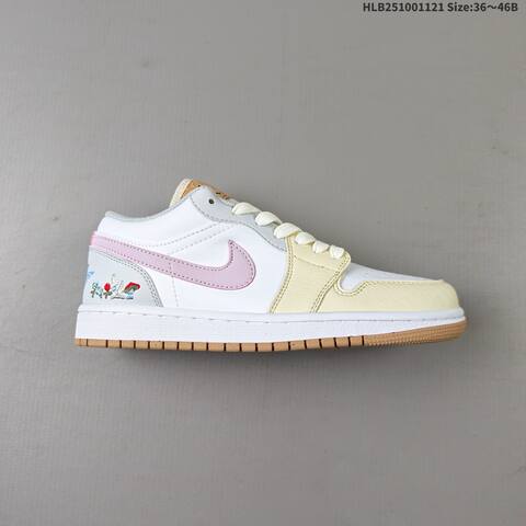 Jordan Air Jordan 1 Low White Cream Pink Gum EU 36-46 Casual - Unisex (BS-63301)