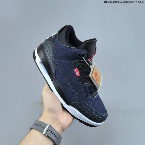 Jordan Air Jordan 3 Black Navy Denim White Red EU 36-47 5 Basketball - Unisex (BS-66229)