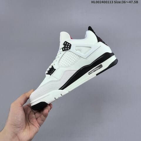 Jordan Air Jordan 4 Retro White Black Red 36 47 5 Basketball - Unisex (BS-66993)