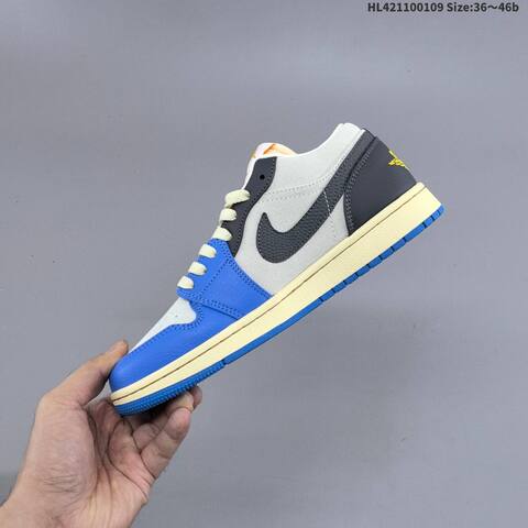 Nike Air Jordan 1 Low Blue Gray Black White 36 46 Lifestyle - Unisex (BS-67034)