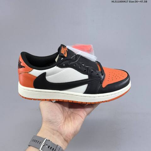 Jordan Air Jordan 1 Low Black White Orange 36 47 5 Casual - Unisex (BS-66163)