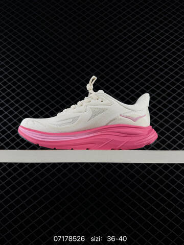 HOKA ONE ONE Clifton 10 Off White Bright Pink Black EU 36-40 Running Shoe Running Sneakers - Unisex (BS-86153)