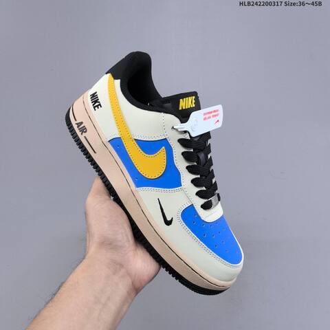 Nike Air Force 1 07 LV8 NH0601-577 Light Beige Blue Yellow Black Beige EU 36-45 Skate Shoe - Unisex BS-61289