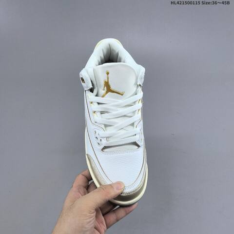 Jordan Air Jordan 3 Retro SE White Metallic Gold Ice Blue 36 45 Basketball - Unisex (BS-66958)