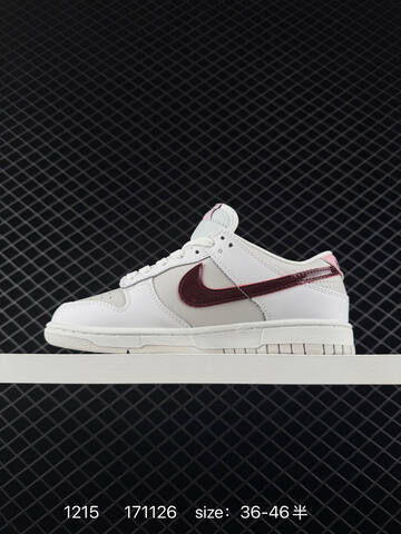 Nike SB Dunk Low Pro White Light Gray With Burgundy Swoosh And Pink Accents 36-46 5 Skate - Unisex (BS-73689)