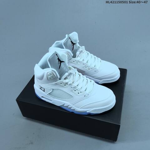 Jordan Air Jordan 5 Retro High White Silver Ice Blue EU 40-47 Basketball - Men's (BS-66057)