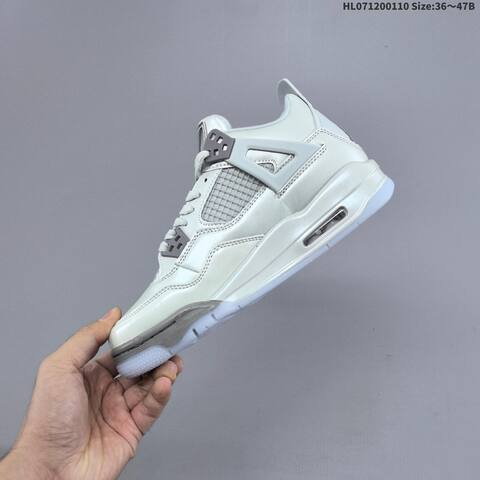 Jordan Air Jordan 4 Retro White Grey And Black Grey Burgundy EU 36-47 Basketball - Unisex (BS-67016)