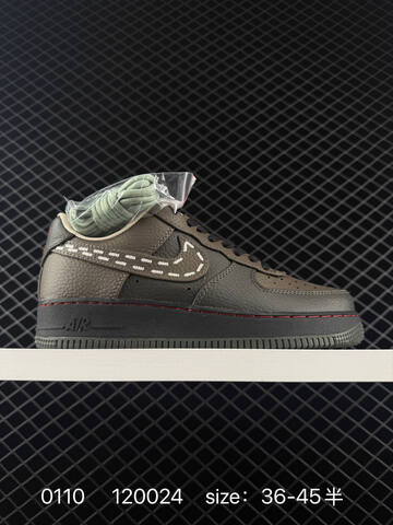Nike Air Force 1 07 Low Dark Olive Black With Red Stitching EU 36-45 Lifestyle - Unisex (BS-73215)
