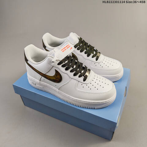 Nike Air Force 1 07 LV8 ZH0316 147 White Black Gold EU 36 45 Sneaker EU 36-45 - Unisex (BS-63731)