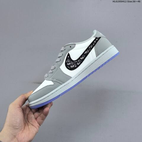 Jordan Air Jordan 1 Low White Grey Black Blue 36 46 Lifestyle - Unisex (BS-66223)