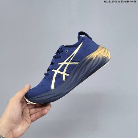 Asics Gel Nimbus 26 Navy Blue Gold White EU 36-45 Running Shoe Running Sneakers - Unisex (BS-68782)