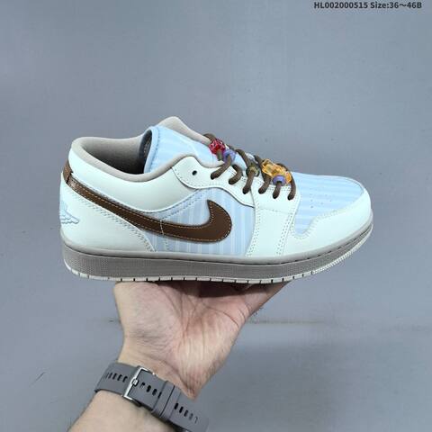 Jordan Air Jordan 1 Low White Light Blue Brown 36 46B Casual - Women's (BS-65953)