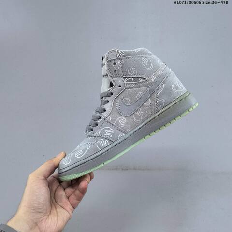 Jordan Air Jordan 1 Low Black White Graphic Print With Mint Outsole 36 47B Casual - Women's (BS-66024)