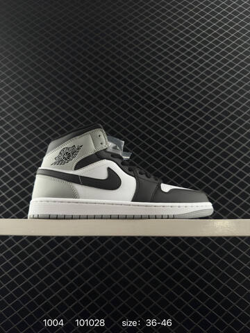 Jordan Air Jordan 1 Mid White Black Grey EU 36-46 Basketball Shoe - Unisex (BS-80584)