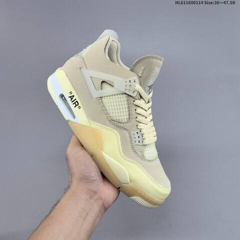 Nike Air Jordan 4 Retro x Off-White Cream Sail Cream 36 47 5 Casual - Unisex (BS-66971)