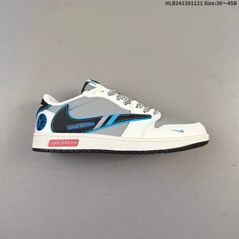 Jordan Air Jordan 1 Low Grey White Black Blue EU 36-45 Basketball - Unisex (BS-63348)