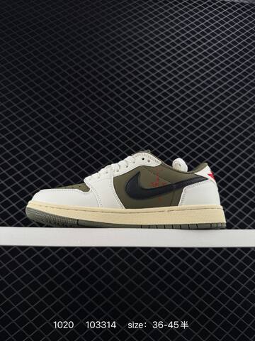 Jordan Air Jordan 1 Low Travis Scott Reverse Olive Sail Olive Black Red Cream EU 36-45 Sneaker - Unisex (BS-80477)