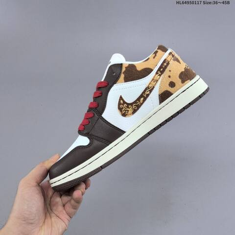Nike Air Jordan 1 Low OG White Brown Red With Cow-print Accents EU 36-45 Lifestyle - Unisex (BS-66954)